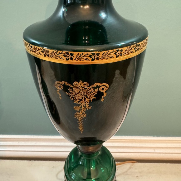 Pair of blown glass first quarter 20th century emerald green decoration w gilt - Picture 3 of 9